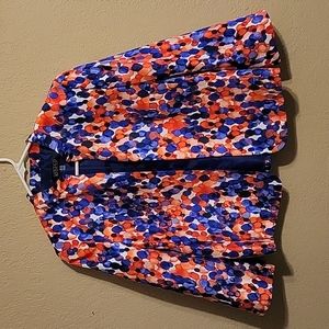 Kasper Flamingo women's size 14 multi red/blue dotted open front jacket blazer